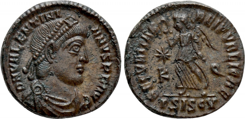 VALENTINIAN I (364-375). Ae. Siscia. 

Obv: D N VALENTINIANVS P F AVG. 
Diade...