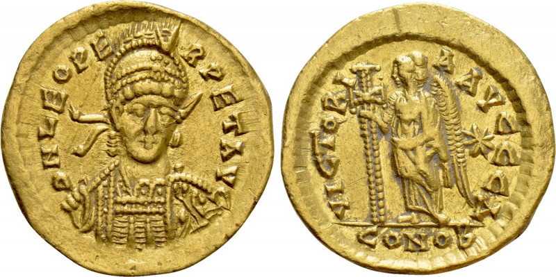 LEO I (457-474). GOLD Solidus. Constantinople. 

Obv: D N LEO PERPET AVG. 
He...