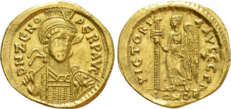 ZENO (Second reign, 476-491). GOLD Solidus. Constantinople (or Western mint?). ...
