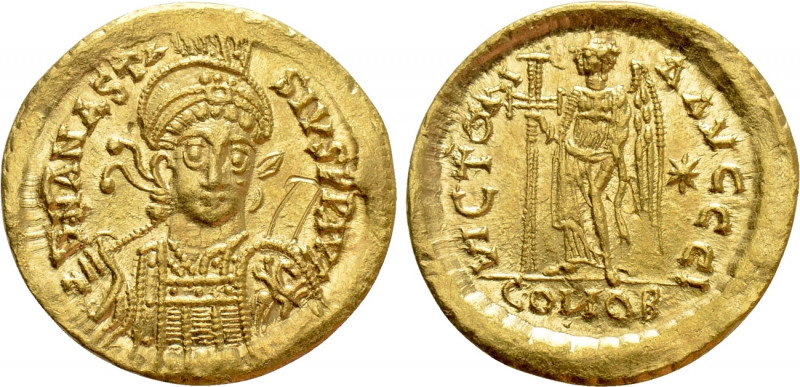 ANASTASIUS I (491-518). GOLD Solidus. Constantinople. 

Obv: D N ANASTASIVS P ...