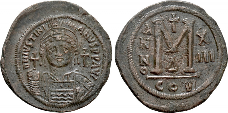 JUSTINIAN I (527-565). Follis. Constantinople. Dated RY 13 (539/40). 

Obv: D ...