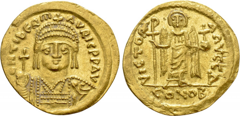 MAURICE TIBERIUS (582-602). GOLD Solidus. Constantinople. 

Obv: δ N TIЬЄR MAV...