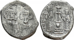 CONSTANS II with CONSTANTINE IV, HERACLIUS and TIBERIUS (641-668). Hexagram. Constantinople
