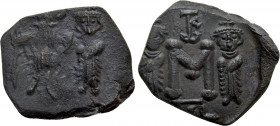 CONSTANS II with CONSTANTINE IV, HERACLIUS and TIBERIUS (641-668). Follis. Syracuse