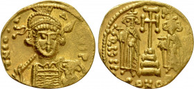 CONSTANTINE IV POGONATUS with HERACLIUS and TIBERIUS (668-685). GOLD Solidus. Constantinople