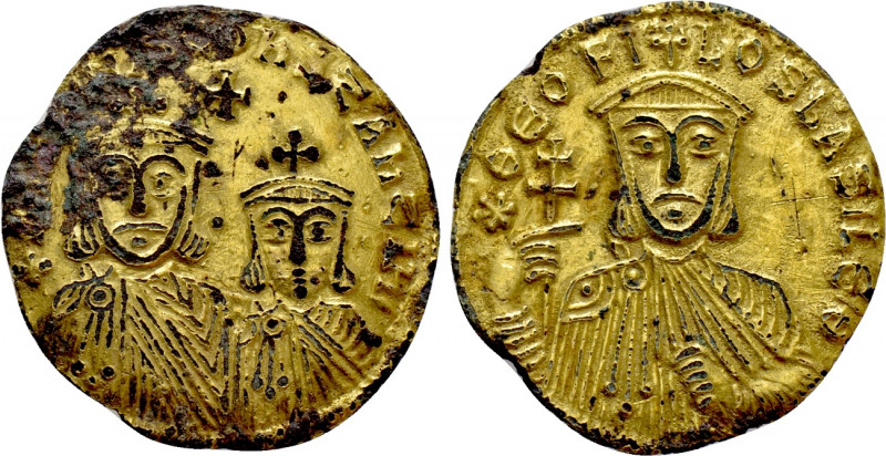 THEOPHILUS with CONSTANTINE and MICHAEL II (829-842). Fourrèe Solidus. Constanti...