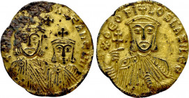 THEOPHILUS with CONSTANTINE and MICHAEL II (829-842). Fourrèe Solidus. Constantinople