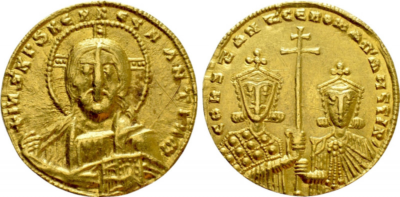 CONSTANTINE VII PORPHYROGENITUS with ROMANUS II (913-959). GOLD Solidus. Constan...