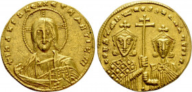 CONSTANTINE VII PORPHYROGENITUS with ROMANUS II (913-959). GOLD Solidus. Constantinople