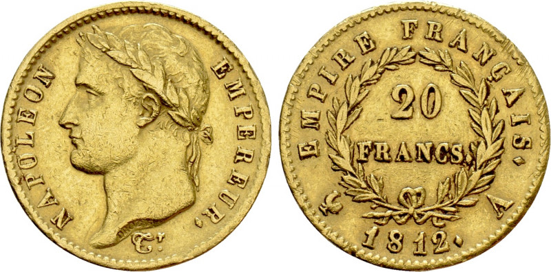 FRANCE. Napoléon I (First reign, 1804-1814). GOLD 20 Francs (1812-A). Paris. 
...