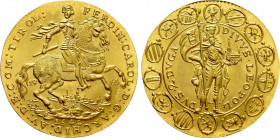 HOLY ROMAN EMPIRE. Ferdinand Karl (Archduke, 1632-1662). GOLD 2 Dukaten (1642/1963 Restrike). Hall