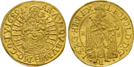 HUNGARY. Leopold I (1657-1705). GOLD Dukat (1679 KB). Kremnitz