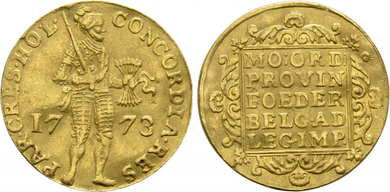 NETHERLANDS. Holland. GOLD Ducat (1773). 

Obv: CONCORDIA RES PAR CRES HOL. 
...