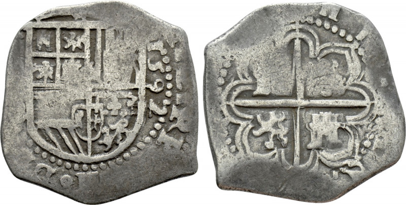 SPAIN. Philip II (1556-1598). Cob 2 Reales (1592). 

Obv: Crowned coat-of-arms...