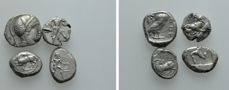 4 Greek Staters and Tetradrachms. 

Obv: .
Rev: .

. 

Condition: See pic...