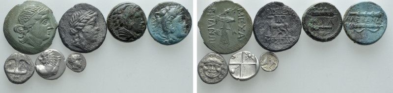 7 Greek Coins. 

Obv: .
Rev: .

. 

Condition: See picture.

Weight: g....