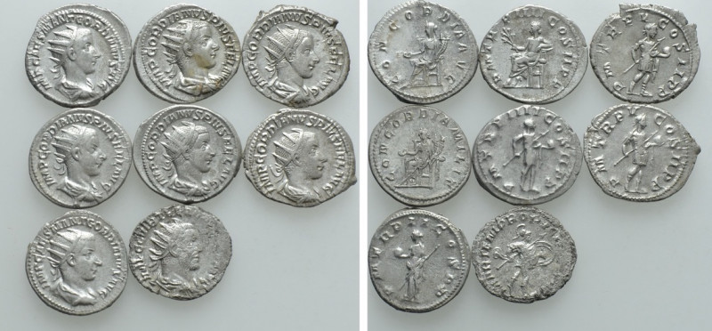 8 Antoniniani. 

Obv: .
Rev: .

. 

Condition: See picture.

Weight: g....