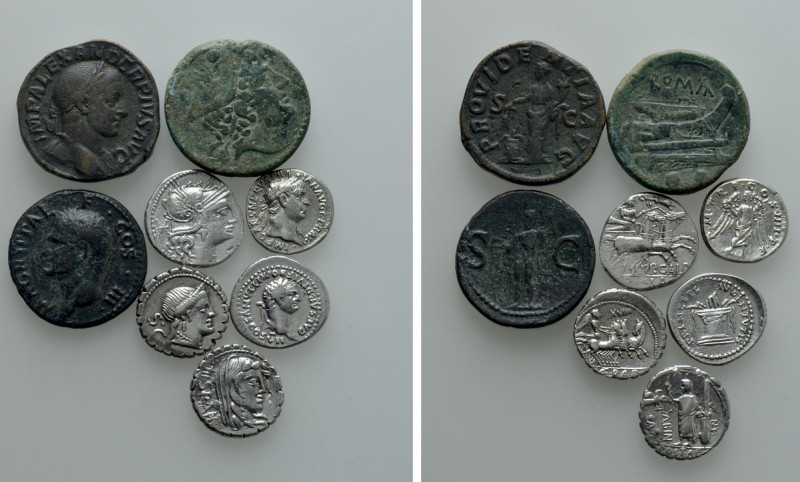 8 Roman Coins. 

Obv: .
Rev: .

. 

Condition: See picture.

Weight: g....