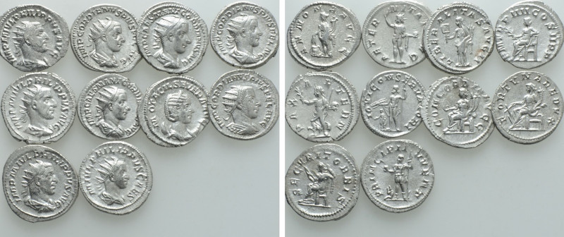 10 Antoniniani. 

Obv: .
Rev: .

. 

Condition: See picture.

Weight: g...