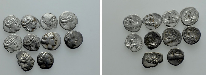 10 Greek Coins. 

Obv: .
Rev: .

. 

Condition: See picture.

Weight: g...