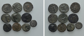 10 Ancient Coins; Quinarius of Marc Antony, Antoninianus of Tetricus I, etc.