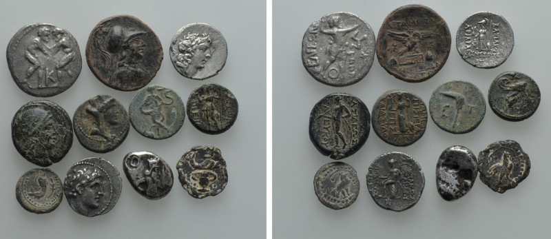 11 Greek Coins. 

Obv: .
Rev: .

. 

Condition: See picture.

Weight: g...