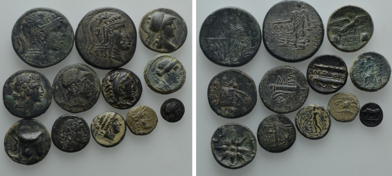 12 Greek Coins. 

Obv: .
Rev: .

. 

Condition: See picture.

Weight: g...