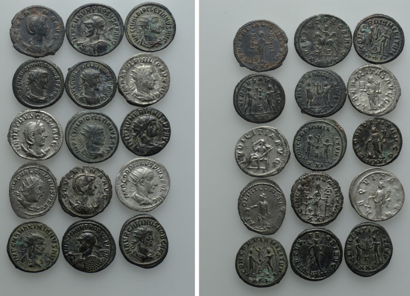 15 Antoniniani. 

Obv: .
Rev: .

. 

Condition: See picture.

Weight: g...