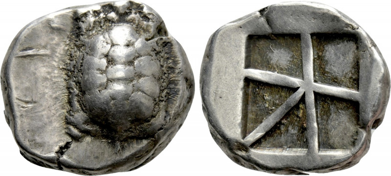 ATTICA. Aegina. Stater (Circa 370 BC). 

Obv: Land tortoise.
Rev: Square incu...