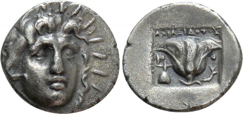CARIA. Rhodes. Hemidrachm (Circa 170-150 BC). Anaxidotos, magistrate. 

Obv: R...