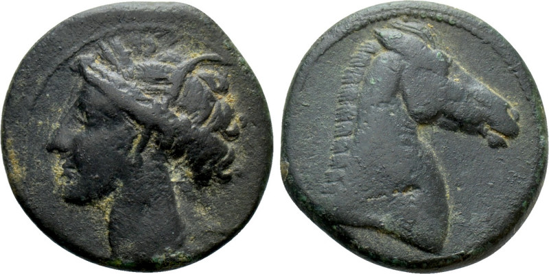 CARTHAGE. Ae (Circa 300-264 BC). Mint on Sardinia. 

Obv: Wreathed head of Tan...