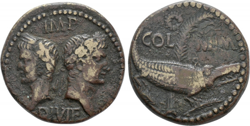 GAUL. Nemausus. Augustus, with Agrippa (27 BC-AD 14). Ae. 

Obv: IMP DIVI F. ...