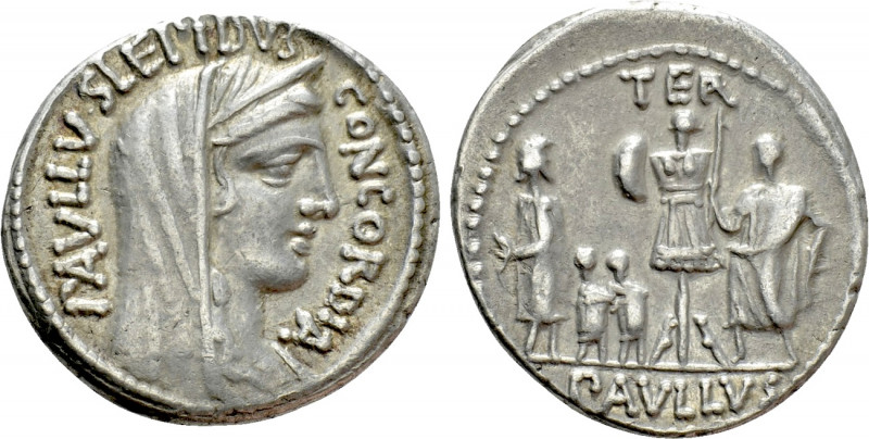 L. AEMILIUS LEPIDUS PAULLUS. Denarius (62 BC). Rome. 

Obv: PAVLLVS LEPIDVS CO...