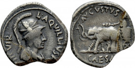 AUGUSTUS (27 BC-14 AD). Denarius. Rome. L. Aquillius Florus, moneyer