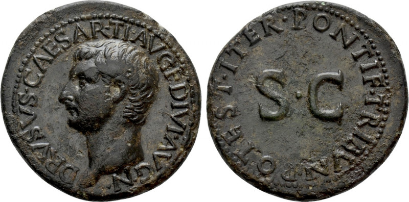 DRUSUS (Died 23). As. Rome. Restoration Issue Struck Under Tiberius. 

Obv: DR...