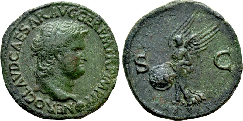 NERO (54-68). As. Lugdunum. 

Obv: NERO CLAVD CAESAR AVG GER P M TR P IMP P P....