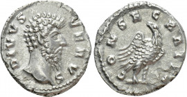DIVUS LUCIUS VERUS (Died 169). Denarius. Rome. Struck under Marcus Aurelius