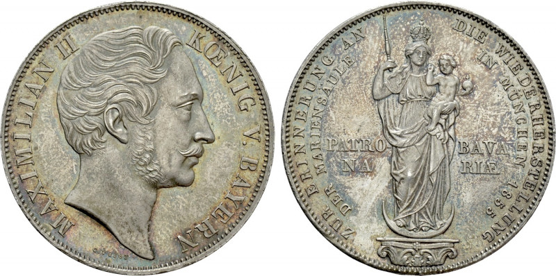 GERMANY. Bavaria. Maximilian II Joseph (1848-1864). Doppelgulden (1855). München...