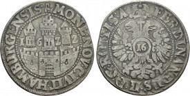 GERMANY. Hamburg. 1/2 Reichstaler - 16 Schilling (1622). In the name of Ferdinand II