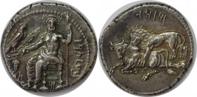 Griechische Münzen, Tarsos. Mazaios, 361 - 334 v. Chr. Stater (10,91g). Vs.: Baaltars mit Zepter, Kornähre, Weinrebe u. Adler thront n. l., l. unten M...