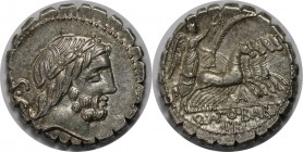 Römische Münzen, MÜNZEN DER RÖMISCHEN REPUBLIK - Q. Antonius Balbus - AR Denar 83-82 v. Chr., Kopf des Jupiter / Victoria in Quadriga, unten Buchstabe...