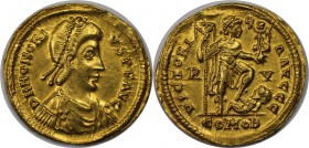 Römische Münzen, MÜNZEN DER RÖMISCHEN KAISERZEIT. Honorius, 393 - 423 n. Chr. Solidus 402 - 406 n. Chr. Ravenna, Vs.: D N HONORI-VS P F AVG, drapierte...