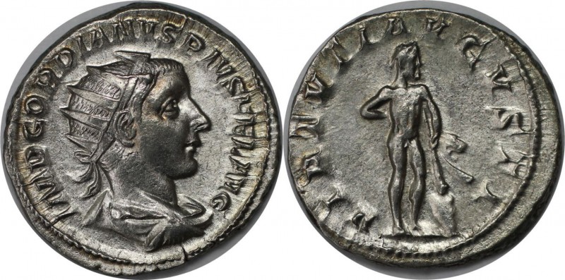 Römische Münzen, MÜNZEN DER RÖMISCHEN KAISERZEIT. Godrian III. Double Denarius, ...
