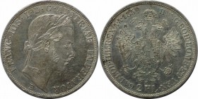 RDR – Habsburg – Österreich, KAISERREICH ÖSTERREICH. Franz Joseph I (1848-1916). 2 Florin 1859 B, Obv: Laureate head right / Rev: Vrowned double heade...