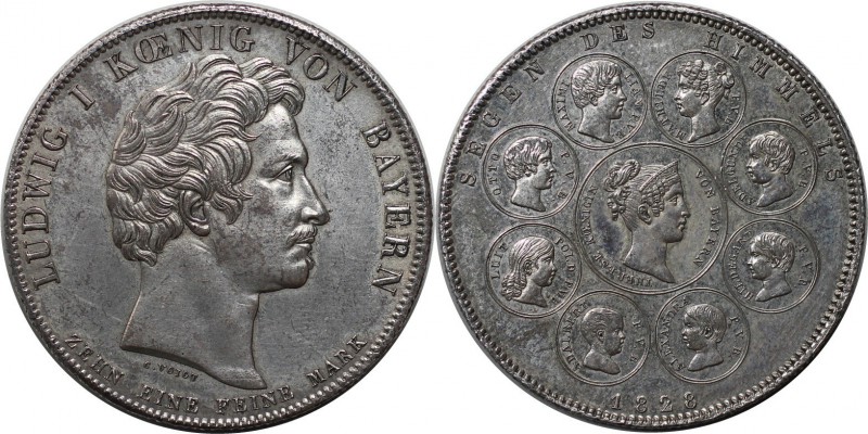 Altdeutsche Münzen und Medaillen, BAYERN / BAVARIA. Ludwig I. (1825 - 1848) "Seg...