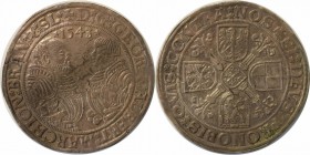 Altdeutsche Münzen und Medaillen, BRANDENBURG IN FRANKEN.Georg und Albrecht (1527-1543). 1 Gulden 1543, Silber. Dav 8967. Vorzüglich