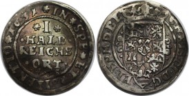 Altdeutsche Münzen und Medaillen, BRAUNSCHWEIG-LÜNEBURG-CELLE. 1/2 Reichsort (1/8 Taler) 1631 HS, Silber. KM # 88. Sehr schön