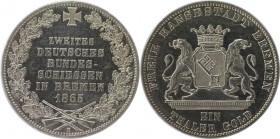 Altdeutsche Münzen und Medaillen, BREMEN. Bremen-Stadt. Taler 1865 B Zweites deutsches Bundesschiessen. Jaeger 27, Thun 126, AKS 16. Stempelglanz.