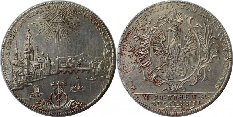 Altdeutsche Münzen und Medaillen, FRANKFURT. Konventionstaler 1772. Stadtansicht...