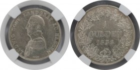 Altdeutsche Münzen und Medaillen, HESSEN-HOMBURG. Landgraf Ludwig (1829-1839). Gulden 1838 XL, Silber. KM 12. Auflage 11000 Stück. NGC XF Details